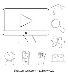 Isolated object of education and learning sign. Collection of education and school stock vector illustration.