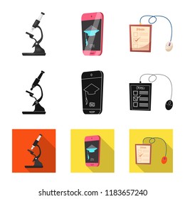 Isolated object of education and learning sign. Collection of education and school stock vector illustration.