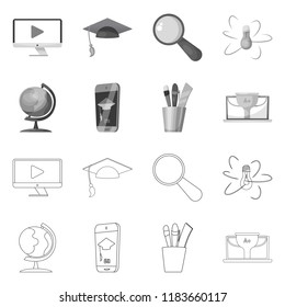 Isolated object of education and learning sign. Set of education and school vector icon for stock.