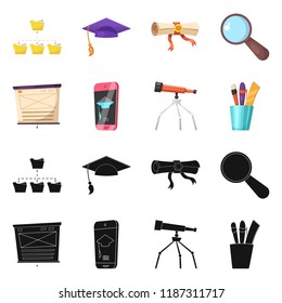 Isolated object of education and learning sign. Collection of education and school stock symbol for web.