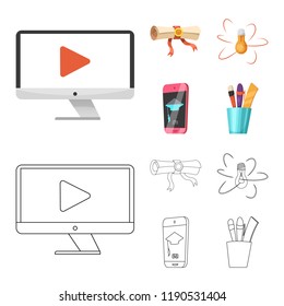 Isolated object of education and learning sign. Collection of education and school stock vector illustration.