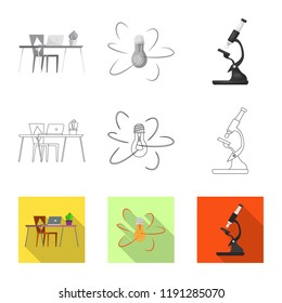 Isolated object of education and learning sign. Set of education and school vector icon for stock.