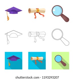 Isolated object of education and learning sign. Set of education and school vector icon for stock.