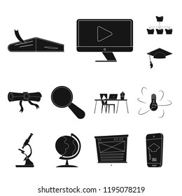 Isolated object of education and learning sign. Collection of education and school stock vector illustration.