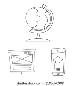 Isolated object of education and learning sign. Set of education and school stock symbol for web.