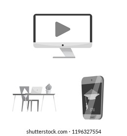 Isolated object of education and learning sign. Set of education and school stock vector illustration.