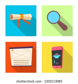 Isolated object of education and learning sign. Collection of education and school stock symbol for web.