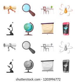 Isolated object of education and learning sign. Collection of education and school stock vector illustration.
