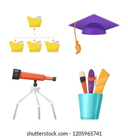 Isolated object of education and learning sign. Set of education and school stock vector illustration.