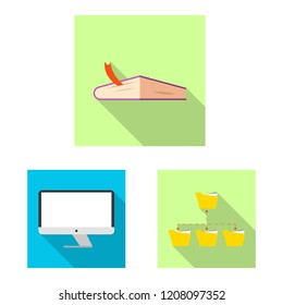Isolated object of education and learning sign. Collection of education and school stock symbol for web.