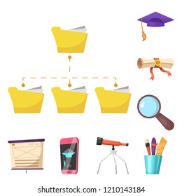 Isolated object of education and learning sign. Collection of education and school vector icon for stock.