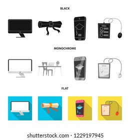 Isolated object of education and learning sign. Set of education and school stock vector illustration.