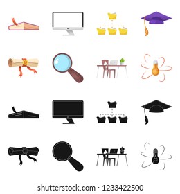 Isolated object of education and learning sign. Set of education and school stock vector illustration.