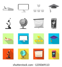 Isolated object of education and learning sign. Set of education and school stock vector illustration.