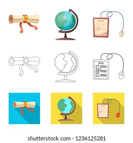 Isolated object of education and learning sign. Collection of education and school stock symbol for web.
