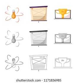 Isolated object of education and learning symbol. Collection of education and school stock vector illustration.