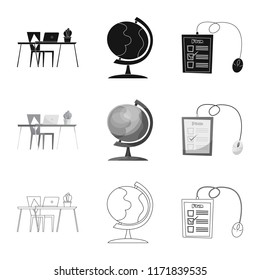 Isolated object of education and learning symbol. Collection of education and school stock vector illustration.