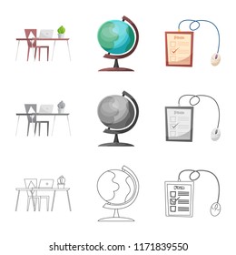 Isolated object of education and learning symbol. Set of education and school stock symbol for web.