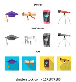 Isolated object of education and learning symbol. Set of education and school stock vector illustration.
