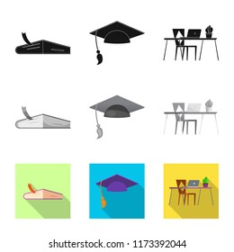 Isolated object of education and learning symbol. Collection of education and school stock vector illustration.