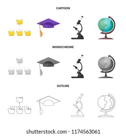 Isolated object of education and learning symbol. Set of education and school stock vector illustration.