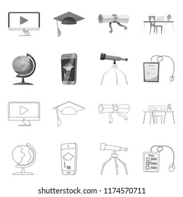 Isolated object of education and learning symbol. Set of education and school vector icon for stock.