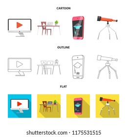 Isolated object of education and learning symbol. Set of education and school stock symbol for web.