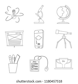 Isolated object of education and learning symbol. Set of education and school vector icon for stock.