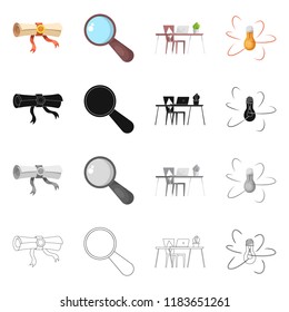 Isolated object of education and learning symbol. Collection of education and school stock symbol for web.