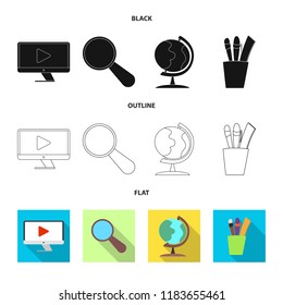 Isolated object of education and learning symbol. Collection of education and school stock symbol for web.