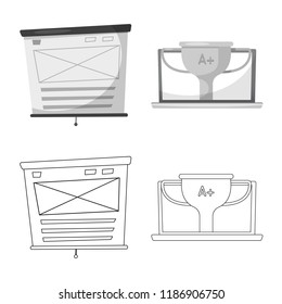 Isolated object of education and learning symbol. Set of education and school vector icon for stock.