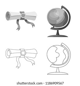 Isolated object of education and learning symbol. Set of education and school stock symbol for web.