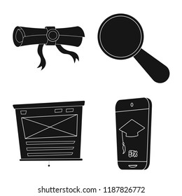Isolated object of education and learning symbol. Collection of education and school vector icon for stock.
