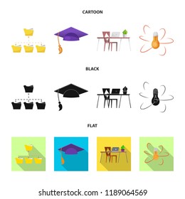 Isolated object of education and learning symbol. Set of education and school stock vector illustration.
