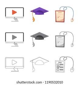 Isolated object of education and learning symbol. Collection of education and school stock vector illustration.