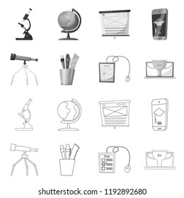 Isolated object of education and learning symbol. Collection of education and school stock symbol for web.