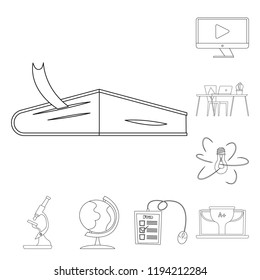 Isolated object of education and learning symbol. Collection of education and school stock symbol for web.