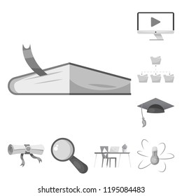 Isolated object of education and learning symbol. Collection of education and school vector icon for stock.
