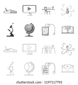 Isolated object of education and learning symbol. Collection of education and school stock symbol for web.