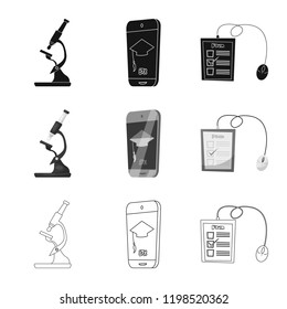 Isolated object of education and learning symbol. Set of education and school vector icon for stock.
