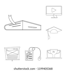 Isolated object of education and learning symbol. Collection of education and school stock vector illustration.