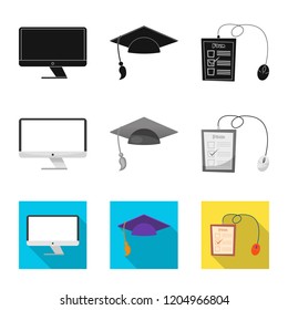 Isolated object of education and learning symbol. Set of education and school vector icon for stock.