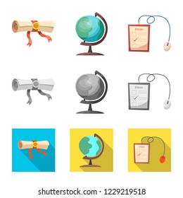 Isolated object of education and learning symbol. Set of education and school stock vector illustration.