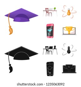Isolated object of education and learning symbol. Collection of education and school vector icon for stock.