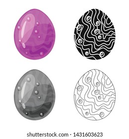 Isolated object of egg and dragon sign. Set of egg and glossy stock vector illustration.