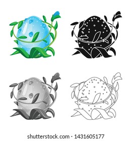 Isolated object of egg and dragon symbol. Set of egg and leaves stock vector illustration.