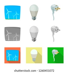 Isolated object of electricity and electric. Collection of electricity and energy stock symbol for web.