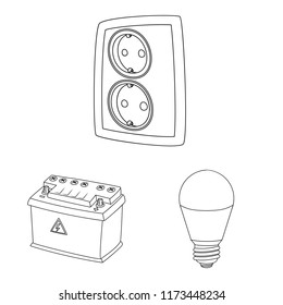 Isolated object of electricity and electric icon. Set of electricity and energy stock symbol for web.