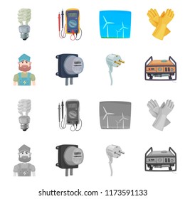 Isolated object of electricity and electric icon. Set of electricity and energy stock symbol for web.