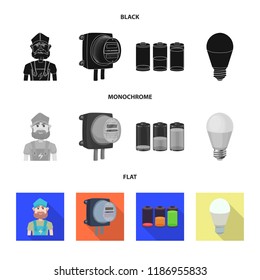 Isolated object of electricity and electric icon. Collection of electricity and energy vector icon for stock.